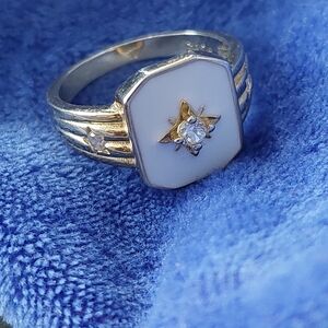 Vintage Gold and White Star Ring